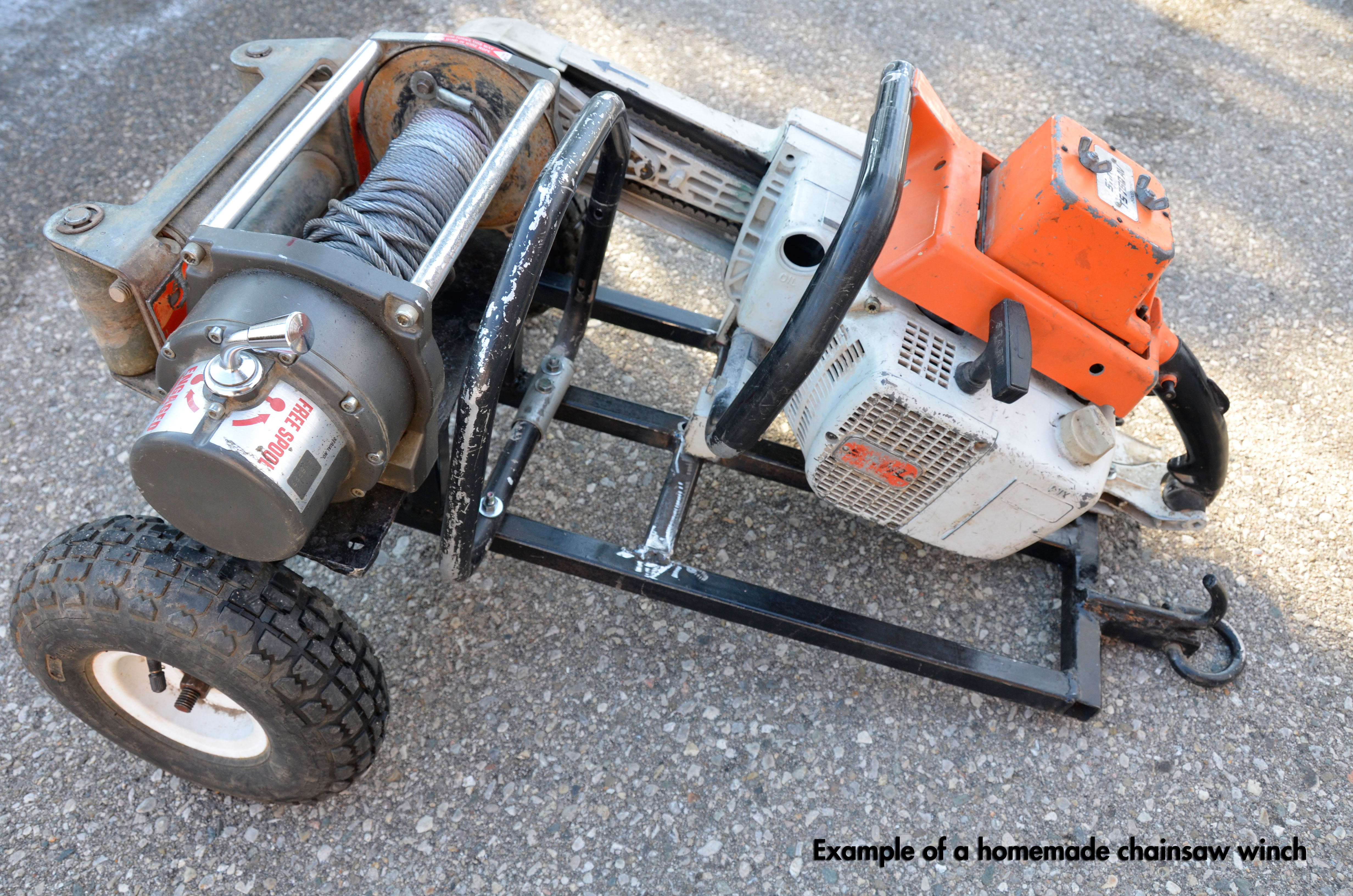 Example of a homemade chainsaw super winch